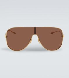 Солнцезащитные очки в оправе-маске Gucci, коричневый
