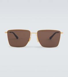 Ультратонкие солнцезащитные очки прямоугольной формы Bottega Veneta, коричневый