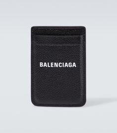 Кожаный визитница для телефона cash Balenciaga, черный