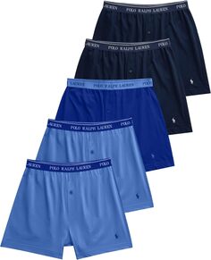 Набор из 5 хлопковых трикотажных боксеров классического кроя Polo Ralph Lauren, цвет 2 Cruise Navy/Rugby Royal/2 Aerial Blue