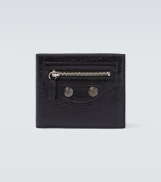Квадратный кожаный кошелек le cagole со складками Balenciaga, черный