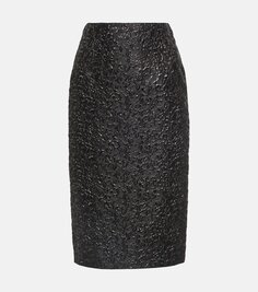 Юбка-карандаш из жаккардового цвета металлик Versace, черный