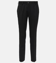 Прямые брюки из смесовой шерсти со средней посадкой Dolce&amp;Gabbana, черный