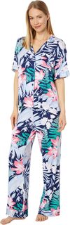 Пижамный комплект с длинными брюками и рукавами 3/4 Tommy Bahama, цвет Navy Floral
