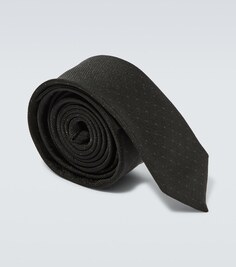Шелковый галстук в горошек Saint Laurent, черный
