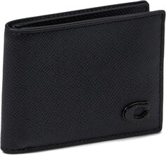 Кошелек Slim Billfold in Cross Grain Leather COACH, черный