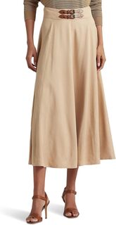 Саржевая юбка трапециевидной формы с пряжкой и отделкой LAUREN Ralph Lauren, цвет Birch Tan