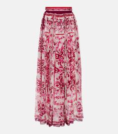 Плиссированная шелковая юбка макси majolica Dolce&amp;Gabbana, мультиколор