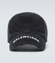 Хлопковая кепка с логотипом bb Balenciaga, черный