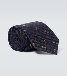 Шелковый галстук horsebit Gucci, синий