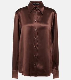 Шелковая рубашка Dolce&amp;Gabbana, коричневый