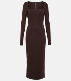 Платье миди из кади Dolce&amp;Gabbana, коричневый