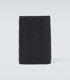 Кожаный кошелек intrecciato двойного сложения Bottega Veneta, черный