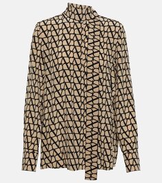 Шелковая блузка toile iconographe с завязками на воротнике Valentino, бежевый