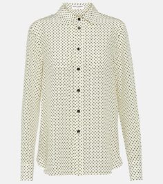 Рубашка из шелкового крепдешина в горошек Saint Laurent, белый