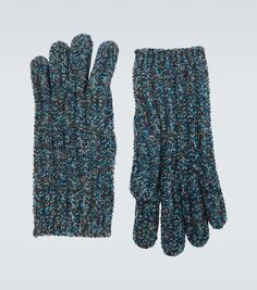 Кашемировые перчатки ребристой вязки Loro Piana, синий