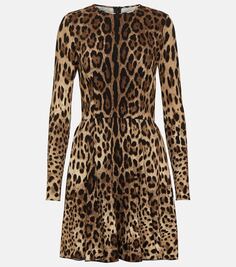 Мини-платье из джерси с леопардовым принтом Dolce&amp;Gabbana, мультиколор