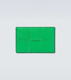 Кожаный футляр для визиток intreccio Bottega Veneta, зеленый