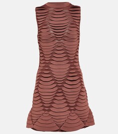 Трикотажное мини-платье со змеиным эффектом Alaïa, розовый