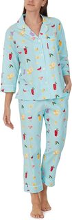 Классический тканый пижамный комплект с укороченными рукавами 3/4 Bedhead PJs, цвет Festive Drinks