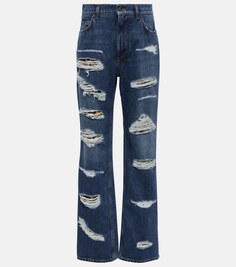 Потертые джинсы с завышенной талией Dolce&amp;Gabbana, синий
