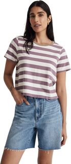 Укороченная хлопковая футболка Softfade в полоску Madewell, цвет Antique Purple