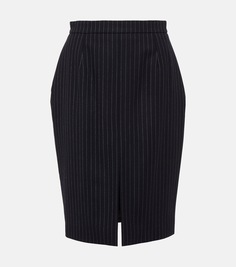 Шерстяная юбка-карандаш в тонкую полоску Saint Laurent, черный