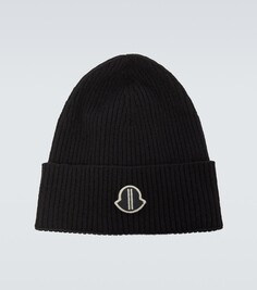 Кашемировая шапка с логотипом x rick owens Moncler Genius, черный
