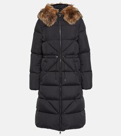 Пуховик busard с отделкой из овчины Moncler, черный