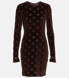 Бархатное мини-платье dg Dolce&amp;Gabbana, коричневый
