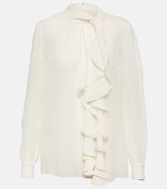 Шелковая блузка с оборками Dolce&amp;Gabbana, бежевый