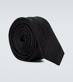 Шелковый галстук с узором Saint Laurent, черный