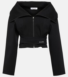 Укороченная куртка из джерси Alaïa, черный