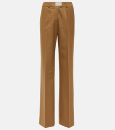 Шерстяные брюки с высокой посадкой Dolce&amp;Gabbana, коричневый