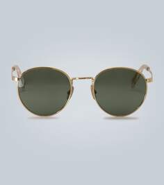 Солнцезащитные очки в закругленной металлической оправе Celine Eyewear, золото