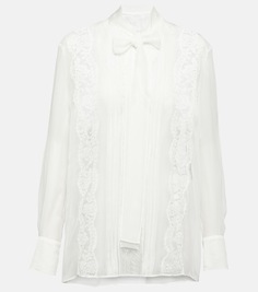 Блуза из смесового шелка с кружевной отделкой Dolce&amp;Gabbana, белый