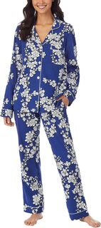 Классический пижамный комплект с длинными рукавами и вырезом на воротнике (хлопок и спандекс) Bedhead PJs, цвет Navy Shadow Blossom