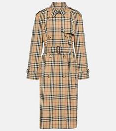 Тренч burberry в клетку из хлопкового габардина Burberry, бежевый