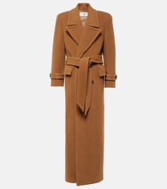 Пальто оверсайз из смесовой шерсти Saint Laurent, коричневый