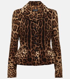 Жакет из шерстяного крепа с леопардовым принтом Dolce&amp;Gabbana, мультиколор