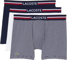 Комплект из трех трусов-боксеров с французским флагом Iconic Lifestyle Lacoste, цвет Navy Blue/White