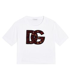 Футболка из джерси с декорированным логотипом dg Dolce&amp;Gabbana Kids, белый