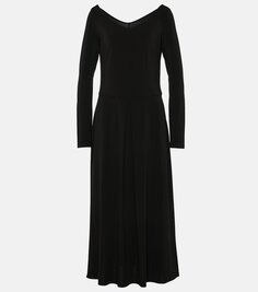 Платье макси valido из плиссированного джерси Max Mara, черный