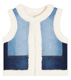 .джинсовый и флисовый жилет Chloé Kids, синий