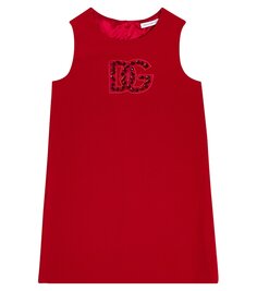 Платье из кади с логотипом Dolce&amp;Gabbana Kids, красный