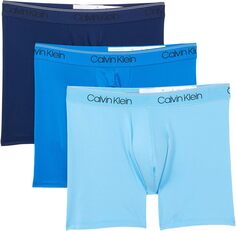 Комплект трусов-боксеров из микроэластичной ткани, 3 шт. Calvin Klein Underwear, цвет New Navy