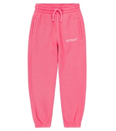 Спортивные брюки из хлопкового джерси с логотипом Off-White Kids, розовый