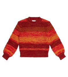Полосатый свитер из хлопка и шерсти Chloé Kids, мультиколор