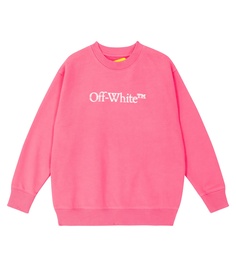 Толстовка из хлопкового джерси с логотипом bookish Off-White Kids, розовый