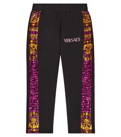 Спортивные брюки из хлопкового джерси baroccodile Versace Kids, мультиколор